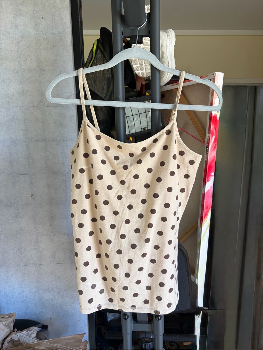 Express Beige Polka Dot Spaghetti Strap Camisole